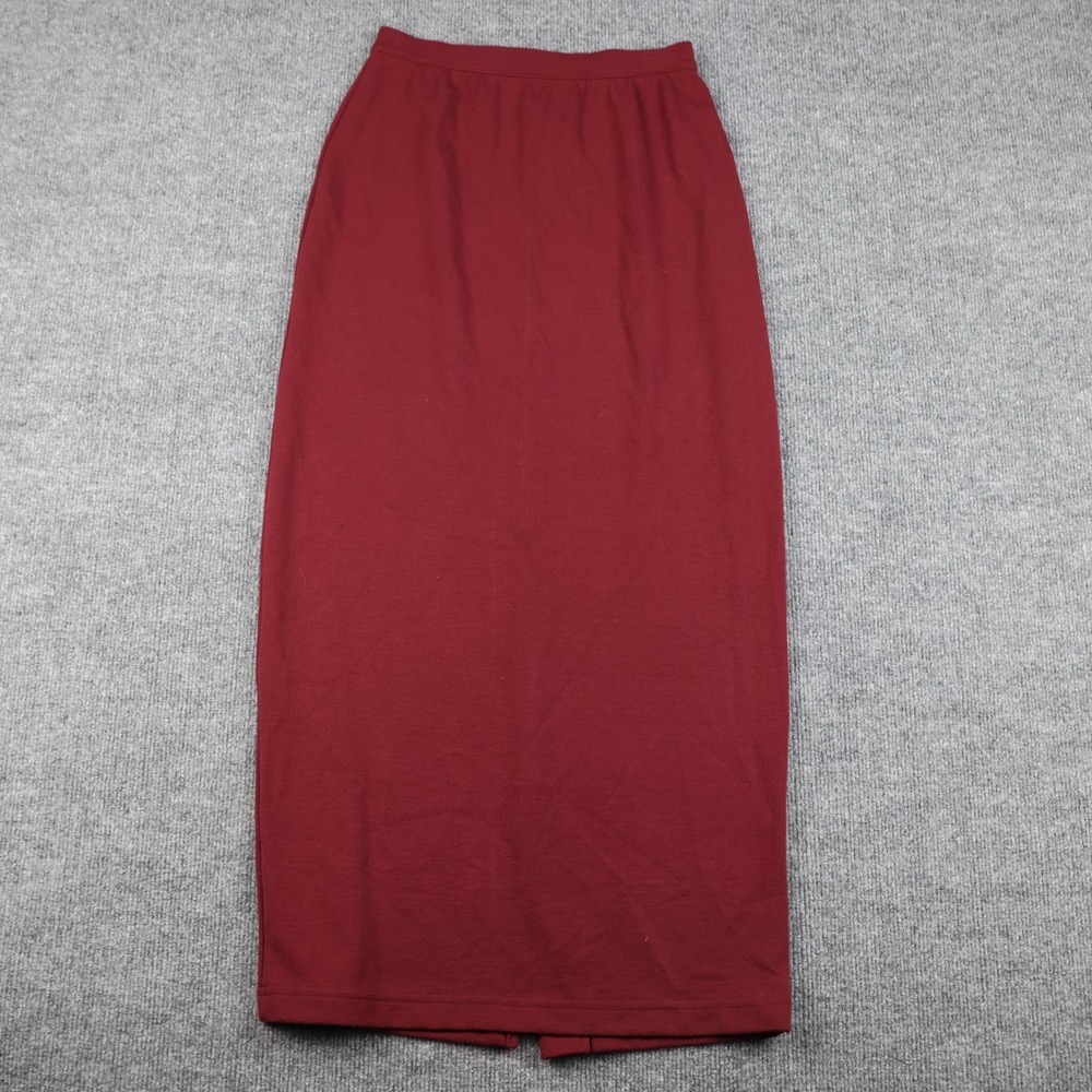 Worthington Knit Pencil Skirt‎ Womens Small Burgundy Long Pull-On Stretch Vent